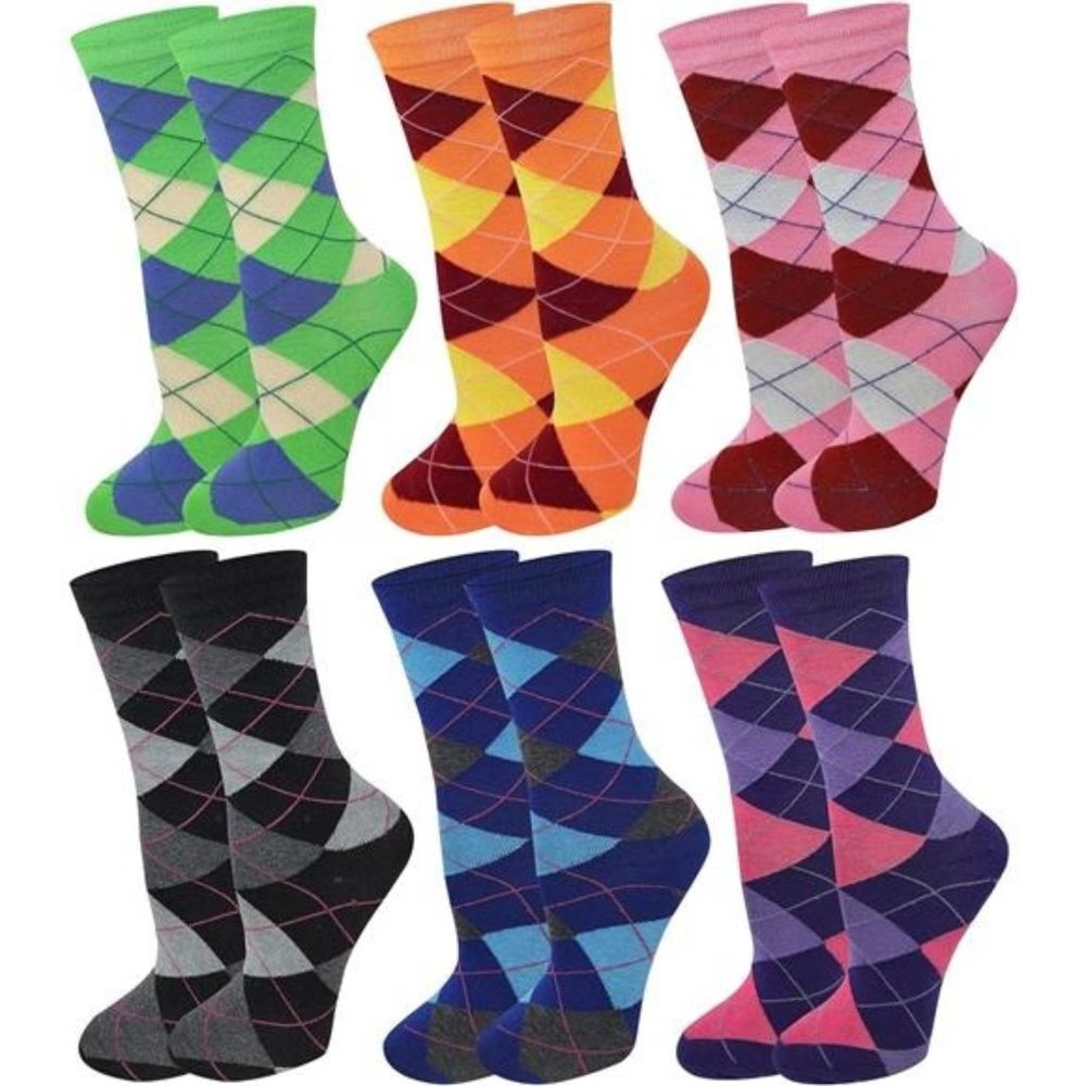 Women Stretchy Novelty Crew Colorful Fancy Crazy Design Soft Socks 6 Pairs